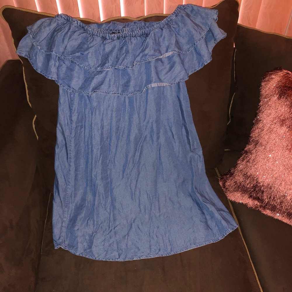 Denim ruffle dress